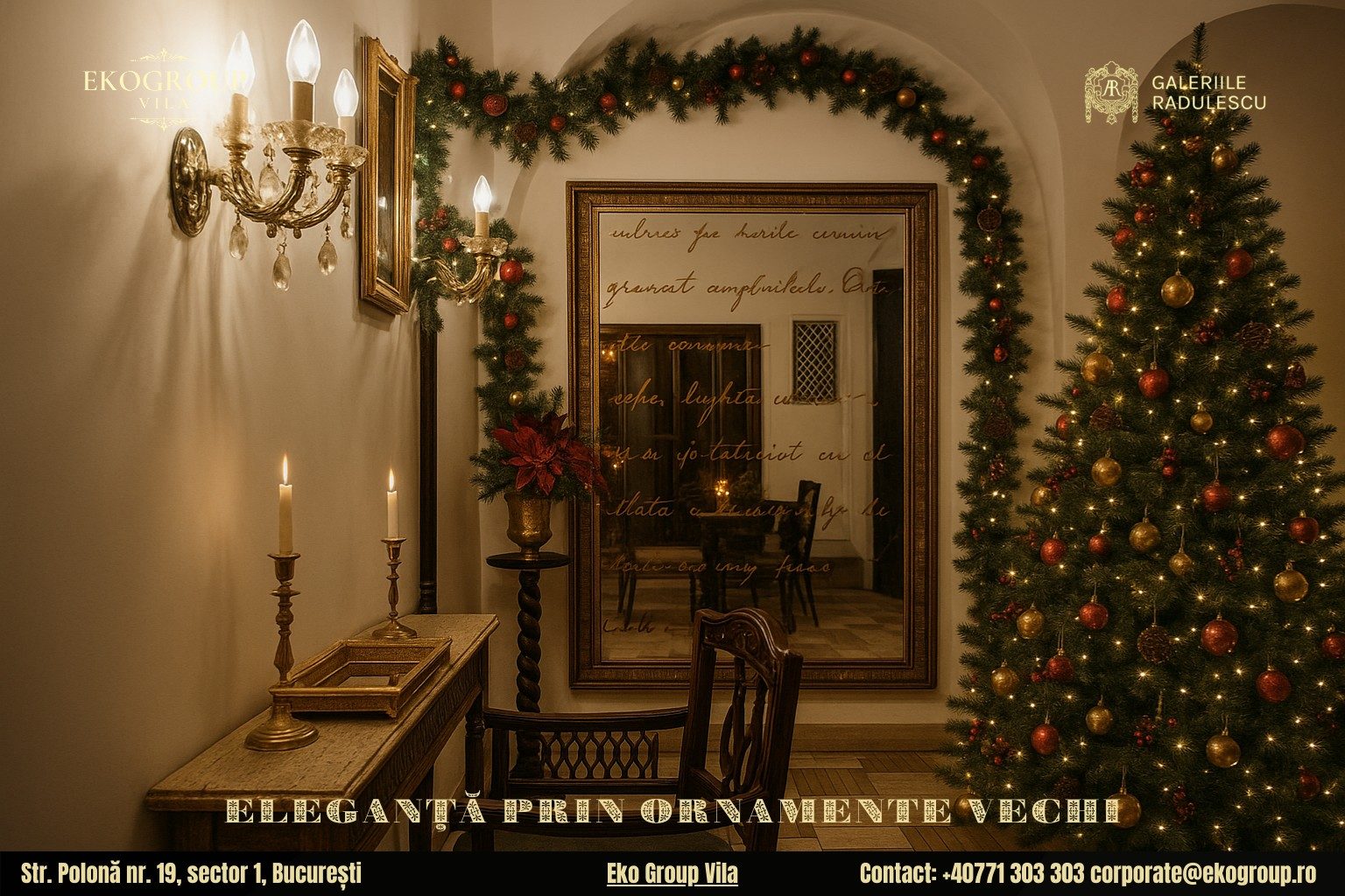 Decoratiuni de Craciun de poveste la Eko Group Vila: Eleganța nobiliară interbelică prinde viață